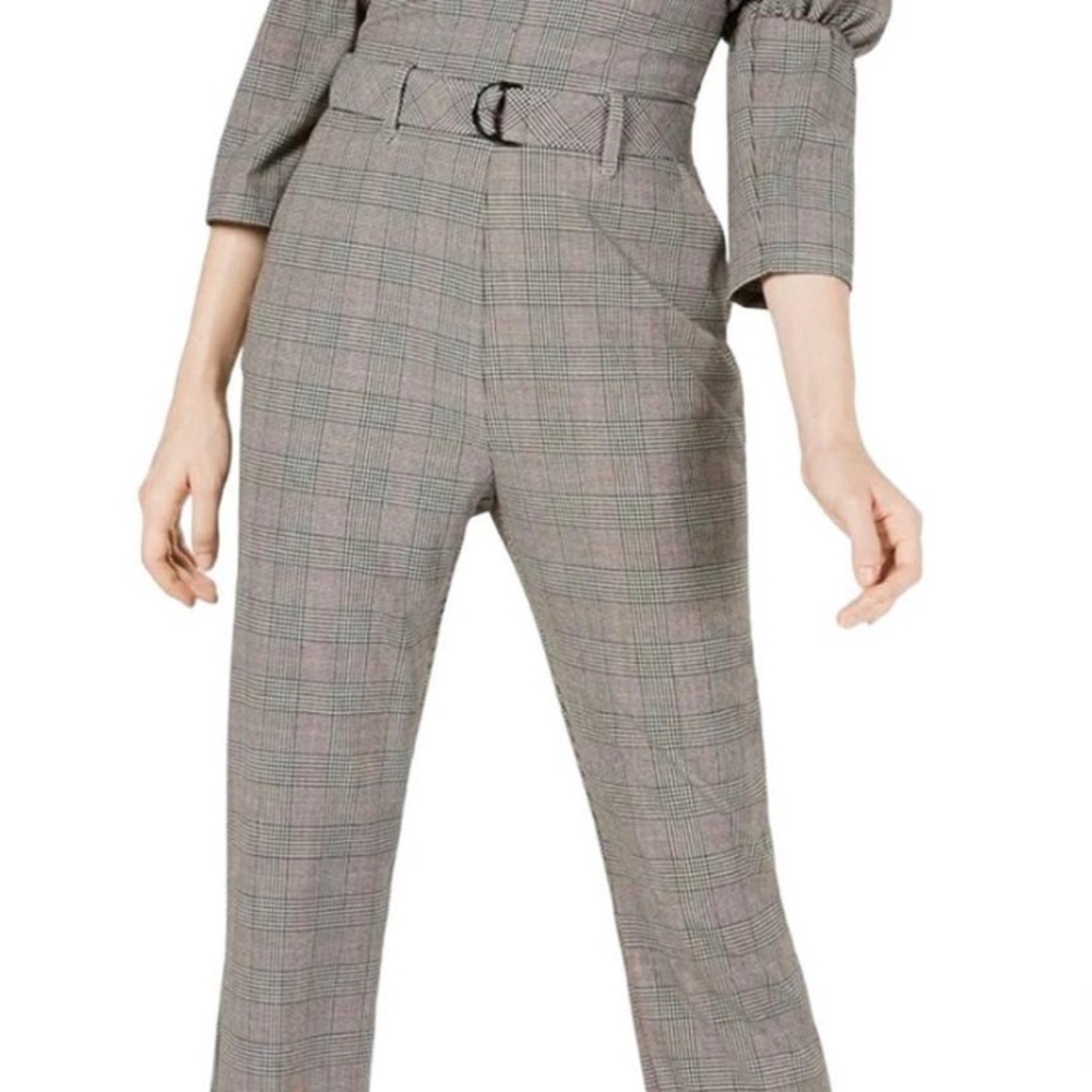 Guess Gray Jumpsuit with Belt and Tapered Leg